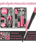 Pink Tool Set For Women, 13 Piece Hand Tool Kit with Hammer, Pliers, Screwdrivers and Storage Case, Ergonomic Non Slip Handles for Small Hands
