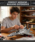 Person assembling J-15 Fighter Jet Building Set For Adults And Hobbyists, Ultra Detailed Model Aircraft Kit on table