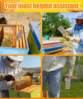 Beekeeper using Beekeeping Brush With Natural Horsehair And Wooden Handle For Hive Cleaning in apiary settings