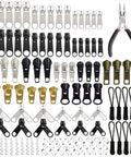 Zipper Repair Kit 169Pcs With Sliders, Stops, Top And Bottom, Pliers Tool And Extension Pulls For Clothing Jackets Purses Luggage