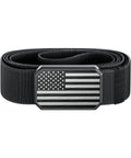 Patriotic Flag Belt With Magnetic Buckle Black On Black Stretch Nylon Tactical Belt For Men