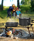 15 Piece All In One Camping Cookware Mess Kit With Nonstick Pots And Pans Kettle Stainless Steel Cups Plates And Utensils
