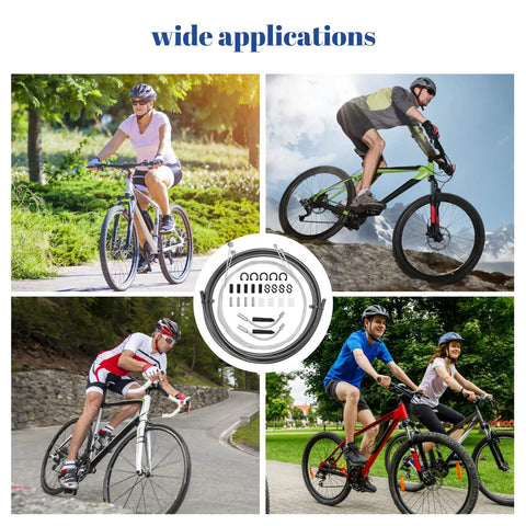 Cyclists on various terrains using Bike Brake Cable Housing Kit With Complete 5mm Brake Line Set 2.5m, Dual Tip Noodles, End Caps And Guides