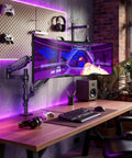 Vertical Dual Monitor Stand For 17 To 32 Inch Screens, Stacked Mount With Full Motion Tilt Swivel Rotation, Heavy Duty Steel