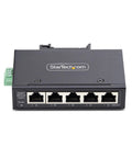 Front view of Unmanaged 5 Port Industrial Gigabit Ethernet Switch With DIN Rail Or Wall Mount IP30 Enclosure Auto Negotiation