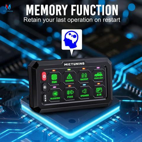 RGB 8 gang switch panel IP67 waterproof LED control box for cars boats RVs and more four color modes with universal relay system