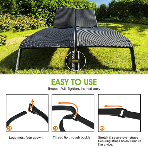 Adjustable Outdoor Sofa Straps And Clips For Patios, Sectional Sofas, And Rattan Or Wicker Furniture with usage instructions