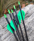 30 Inch Pure Carbon Arrows For Target Practice And Hunting With Removable Tips 100 Grain Points Fits Compound Recurve And Long Bow Green Shafts