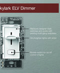 Skylark ELV Dimmer For Low-Voltage Lighting - Single Pole - White - Slide Control With Rocker Switch - Preset Light Level