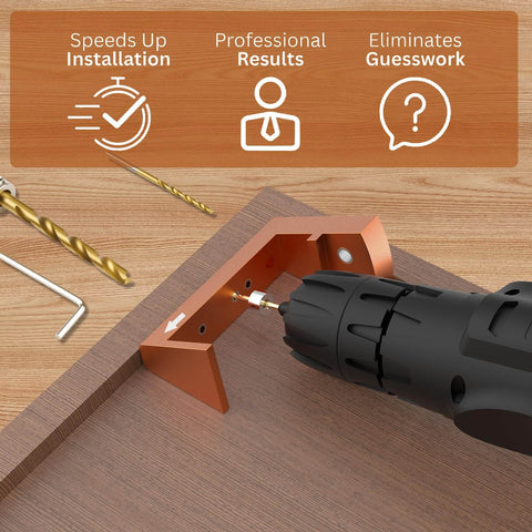Undermount Drawer Drilling Guide Pro Kit With Aluminum Drill Angle Guide And Steel Inserts No Fuss Easy Setup for precise drilling
