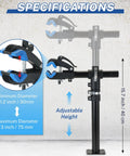 Height Adjustable Bike Repair Stand For Bench Mount, Essential Bicycle Maintenance Rack Workstand For Home Garage, Removable Repair Stand For Road And Mountain Bikes, Blue Finish, 45lbs Load Capacity, Anti Slip Clip displaying specifications