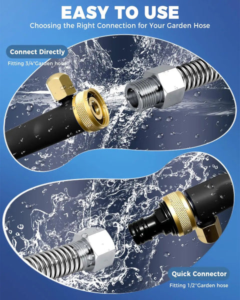 All In One High Pressure Hose Nozzle Kit With Two Nozzles And Quick Connectors For Garden And Patio Cleaning Powerful Jet Wand Attachment