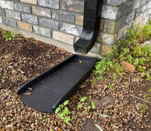 2 Pack Gutter Downspout Extensions And Splash Block Set For Rain Gutters No Fuss Easy Install Down Spout Extenders Drain Gutter Guards 24 Inch Black Splash Guards For Rainwater Drainage installed