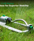 Heavy Duty Oscillating Sprinkler With 18 Brass Nozzles And Stable Metal Base for Big Yards on Grass