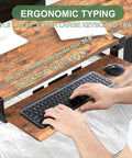 Extra Large Under Desk Keyboard Tray With Slide Out Design, Sturdy C Clip Mount System, Rustic Vintage Brown Finish