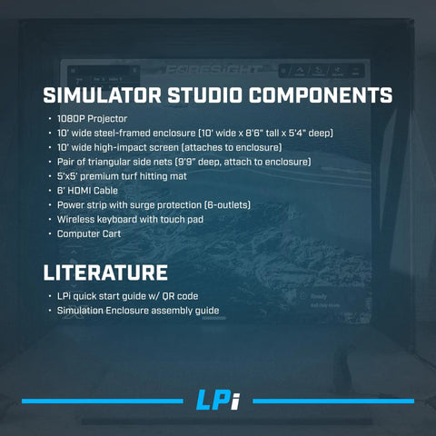 All In One Indoor Golf Simulator Bundle With Pro Style Launch Monitor And FSX Play Gold Subscription, 1080p Projector, enclosure.