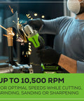 Person using 24V Brushless Cordless Angle Grinder With 4Ah USB Power Bank Battery And Charger 4.5 Inch Disc Aluminum Gearbox Spindle Lock And 10500 RPM For Quick Cuts Smooth Grinding And Long Lasting Torque