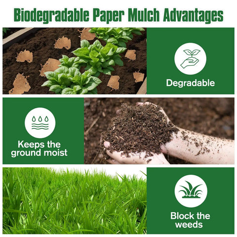 Biodegradable Paper Weed Barrier For Garden Beds Three 100 Foot Rolls Heavy Duty Landscape Paper Fabric Grass Blocker