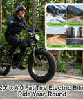 Rider on All Terrain Electric Bike With 750W Motor For A Smooth Cruise At 25 MPH 50 Mile Range 20 Inch Fat Tires 48V Removable Battery