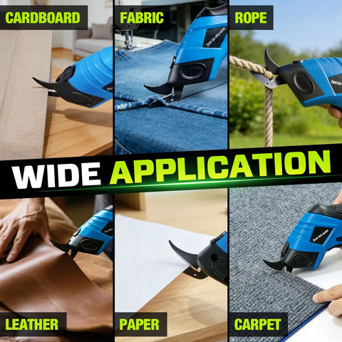 Heavy Duty Cordless Electric Scissors With 12000Rpm High Power Motor For Cutting Cardboard, Fabric, Carpet, Leather And Cloth used in diverse applications.