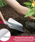 Heavy Duty Garden Tools Set 3 Pack With Shovel Transplant Trowel And Hand Rake Aluminum Alloy Handles Red used for planting