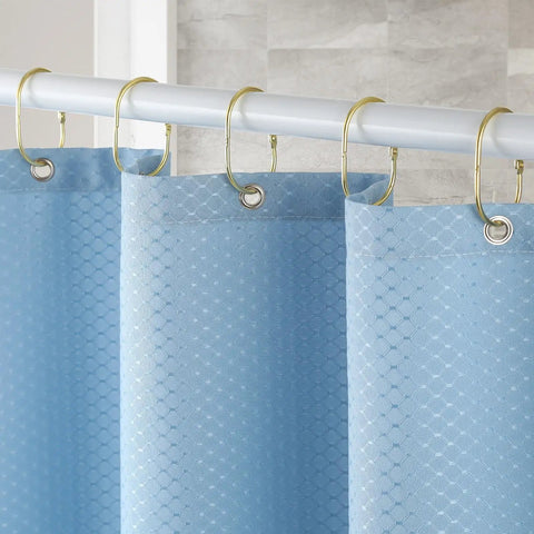 Shower Curtain Rings Set 12 Pcs Oval Snap Hooks Gold Finish Rust Proof Metal Curtain Rings For Smooth Glide On Rods No Fuss Snap On Installation Durable Bathroom Accessories