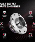 Street Tough Wheel Bearing And Hub Assembly For Fiat 500 Rear Left Right 4 Bolt Direct Bolt On view highlighting high precision and smooth rotation.