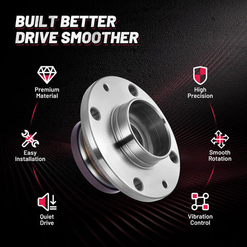 Street Tough Wheel Bearing And Hub Assembly For Fiat 500 Rear Left Right 4 Bolt Direct Bolt On view highlighting high precision and smooth rotation.
