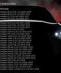 List of Volkswagen car models compatible with part #QBS513253 on a dark car silhouette background.