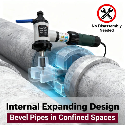 Heavy Duty Electric Pipe Beveling Machine Handheld Internal Expanding Tube Prep Tool With Knockout Power For 40 To 120 Mm ID beveling pipes in confined spaces.