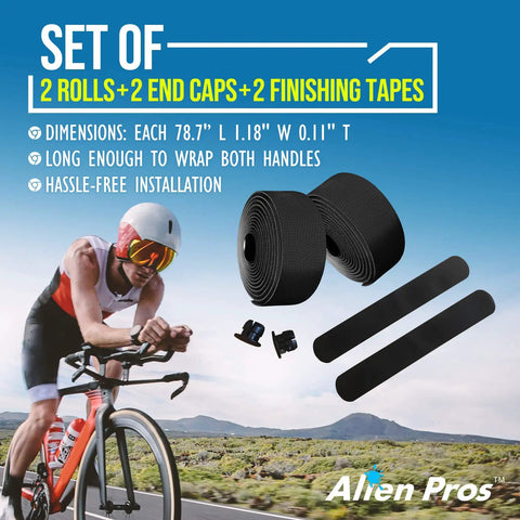 Grippy PU Handlebar Tape Set Of 2 Black For All Weather No Slip Ride Sweat Absorbing Frosted Skin Ultra Comfortable Wrap shown with cyclist
