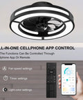 Compact 19 Inch Ceiling Fan With Lights And Smart App Control, Remote Included, Low Profile Flush Mount, Quiet DC Motor