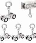 Four Wheel Unistrut Trolley Rollers Heavy Duty 650 Pound Capacity With M12 Bolt And Lifting Eye Nut Hidden In Groove Fits One And Five Eighths Inches Wide Strut Channels Durable Steel Construction For Long Lasting Use