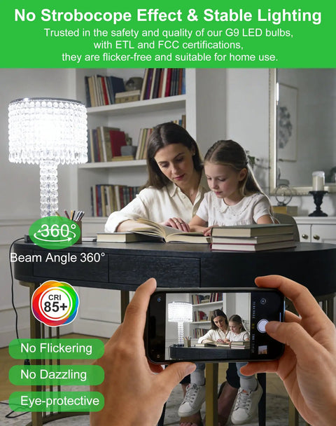High Brightness Dimmable 4W LED Bulb 40W Equivalent 6000K Cool White No Flicker 450LM Ceramic Base Ideal For Garage Basement Hallway Energy Saving Pack Of 5, showing stable light in a study room setting.