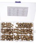 Copper Grease Nipples Assortment Kit For Pneumatic Fittings And Automotive Use, straight and angled M8 M10 fittings in box