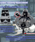 Heavy Duty External Clamp Pipe Beveling Machine With No Fuss Setup And Top Shelf Electric Pipe Cutting For Steel Tubing In 2 To 6.6 Inch Range Running On 220V Single Phase Power Supply feeding and clamping mechanism detail.