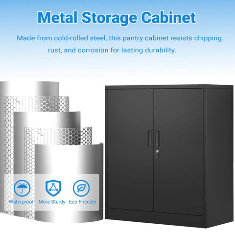 Locking Metal Storage Cabinet With Two Adjustable Shelves 36 Inch High Built To Last Tough As Nails Heavy Duty Steel Security Cabinet
