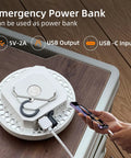 Hanging Camping Tent Light LED Rechargeable Portable Lantern with USB charge feature used as power bank on table