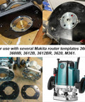 Plug And Play Swap Template Guide Adapter Compatible With Makita Router Base Replaces 321492 3 For 3612B 3620 Models, showing router base plates and adaptors.