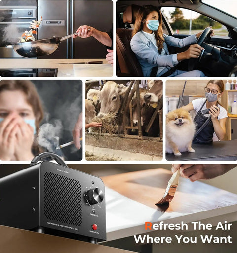 Beast High Capacity Ozone Machine Odor Remover For Home Car Office And Industrial Use, 48000mg O3 Ionizer Black Unit displayed