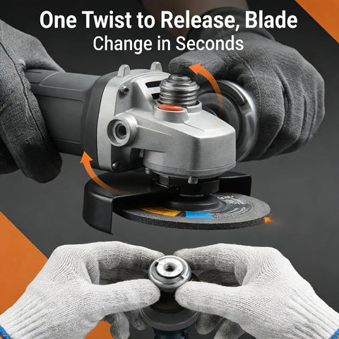 Self Tightening Quick Lock Flange Nut Kit For Angle Grinder M14 Arbor Nut with disc change demonstration