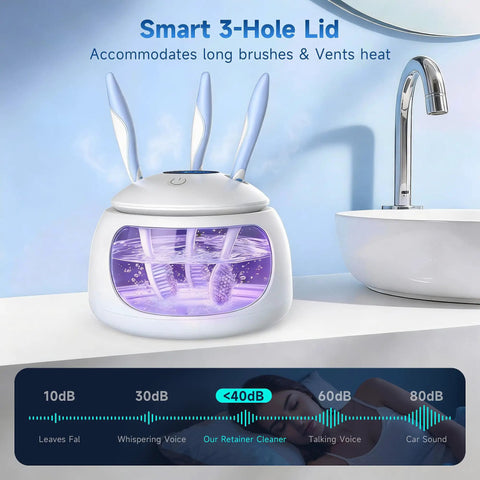 Keep Your Mouth Straight Fire Clean With This Ultrasonic Retainer Cleaner Using 45Khz Uv Deep Tech To Blast Away Grime And Plaque From Dentures And Aligners For Effortless Daily Care And Bright Results, with smart 3-hole lid.