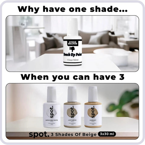 Touch Up Paint Kit With Matte Finish For Cabinets Walls Doors And Furniture Easy Fix Three Shade Beige Repair Kit For Quick Dry Self Priming Low Odor Eco Friendly No Sanding Or Primer Needed 3 Pack bottles displayed