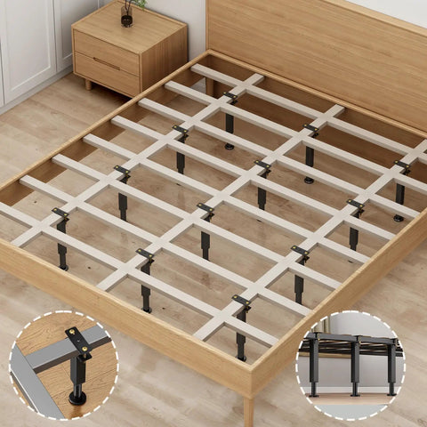 Heavy Duty Adjustable Bed Support Legs Stop Wobbly Frames Dead In Their Tracks And Silence Nasty Creaks On Queen Or King Beds with steel posts.