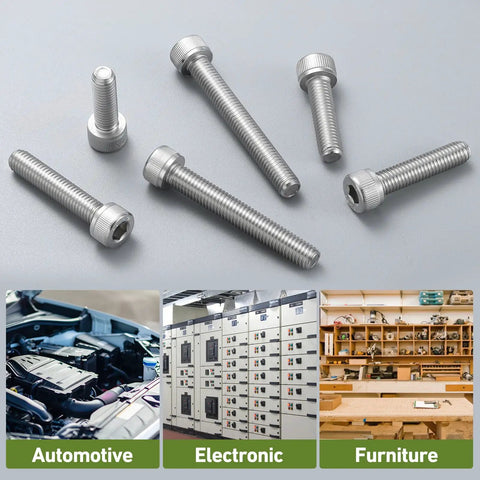 Grease Monkey Approved 304 Stainless Steel M8 Hex Socket Head Cap Screw Bolts 25 Pack With Full Threads for automotive use.