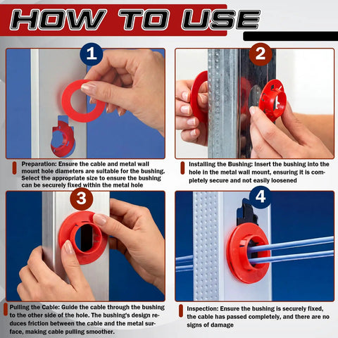 100 Pack Red Plastic Bushings For 2x4 Inch Metal Studs Grommet Protector With Stud No Fuss Rustproof And Corrosion Resistant Protect Wire Insulation From Sharp Edges And Smooth Wire Pulling, cable install steps