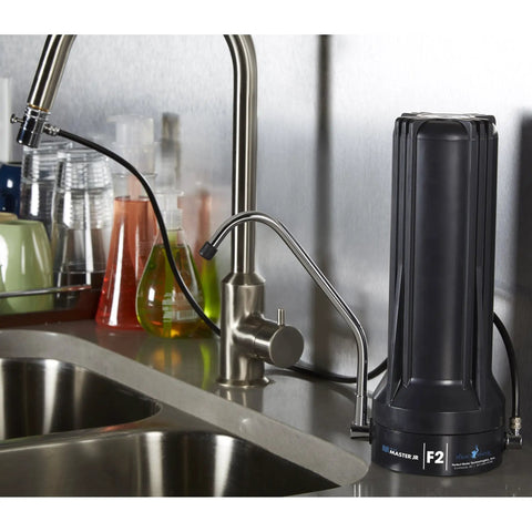 Compact Countertop Water Filter System With Three Stage Filtration Removes Fluoride Chlorine And Other Chemicals Up To 93 Percent 500 Gallon Replaceable Cartridge Easy Install Space Saving Kitchen Upgrade on sink