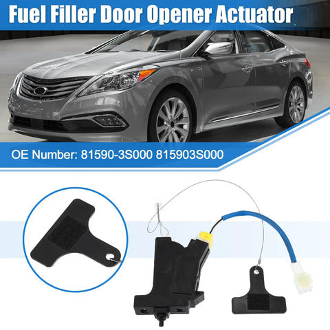 Fuel Door Lock Actuator 81590-3S000 for Hyundai Sonata 2009-2014 and Hybrid 2011-2015, plug-and-play 2-pin, reinforced plastic.