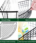 Two-pack black metal wire baskets for 24-inch Lazy Susan; lattice design, smooth edges, built-in handle.
