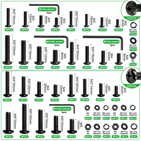 Two Box Metric Hardware Kit With 3667 Pieces Of Bolts Nuts Washers And Screws Including Phillips Pan Head Hex Bolts Button Head Screws